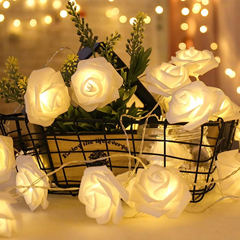 3M 20 LED Rose Flower Lights, USB Flower String Lights Rose Fairy Lights for Mother's Day Bedroom Wedding Room Decor Gift Indoor Decor