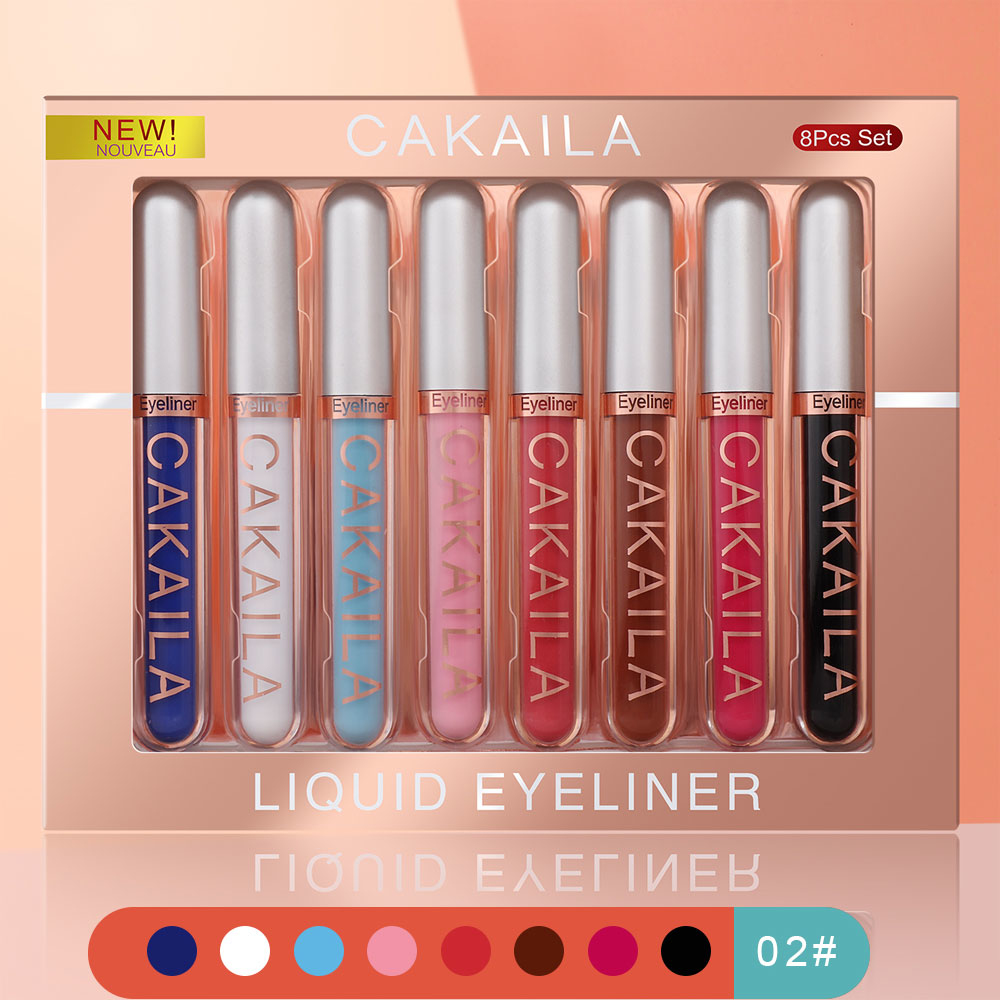 CAKAILA 8-color Matte Glitter Eyeliner Set Quick-drying Waterproof Eye Liner Pen Make Up Eyeshadow Cosmetics Non-smudge. 