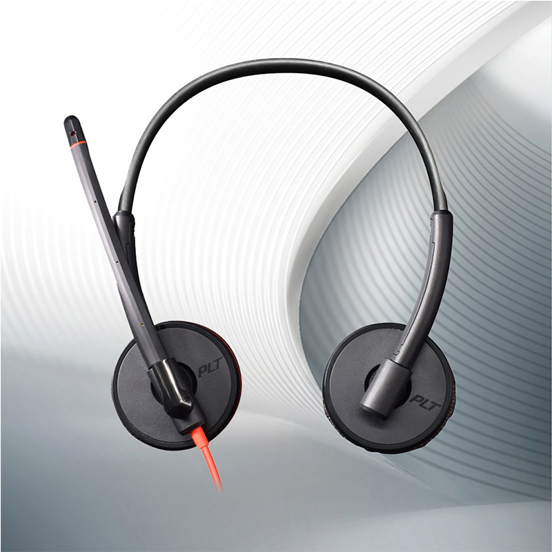 Poly Plantronics Office Headset C3220 Noise-cancelling Headphone USB High-definition Call Wired Stereo HD Call Binaural Headset. 