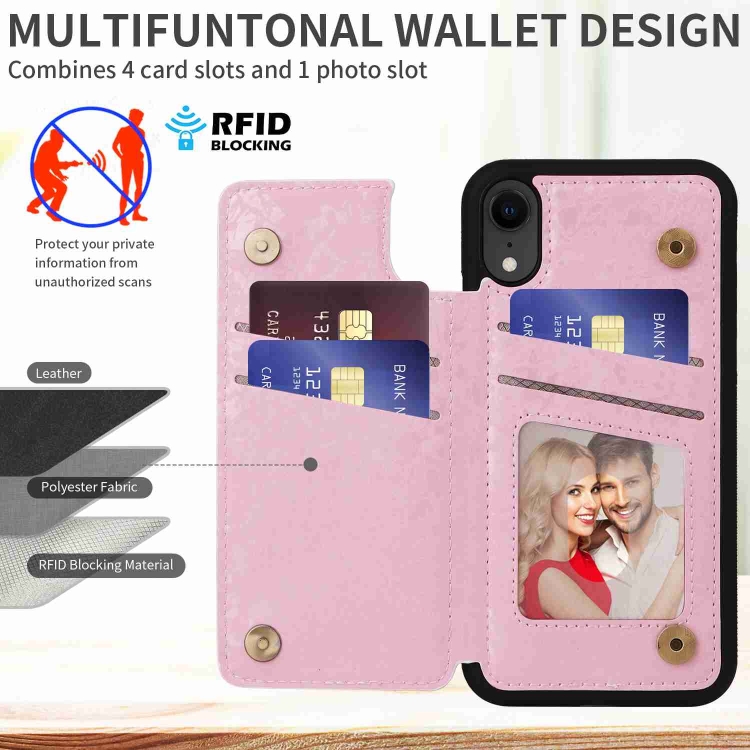 For iPhone XR Printed Double Buckle RFID Anti-theft Phone Case. 