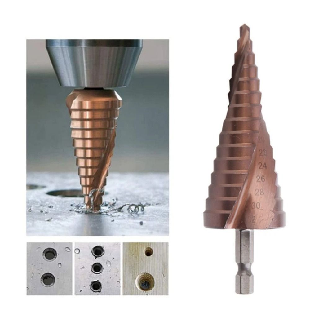 Durable M35 5% Cobalt Step Drill Bit Hex Shank Spiral Groove Drill Perforator Multiple Hole 4-12mm/20mm/32mm Stepped Drill Bits Hole Cutter Tool. 