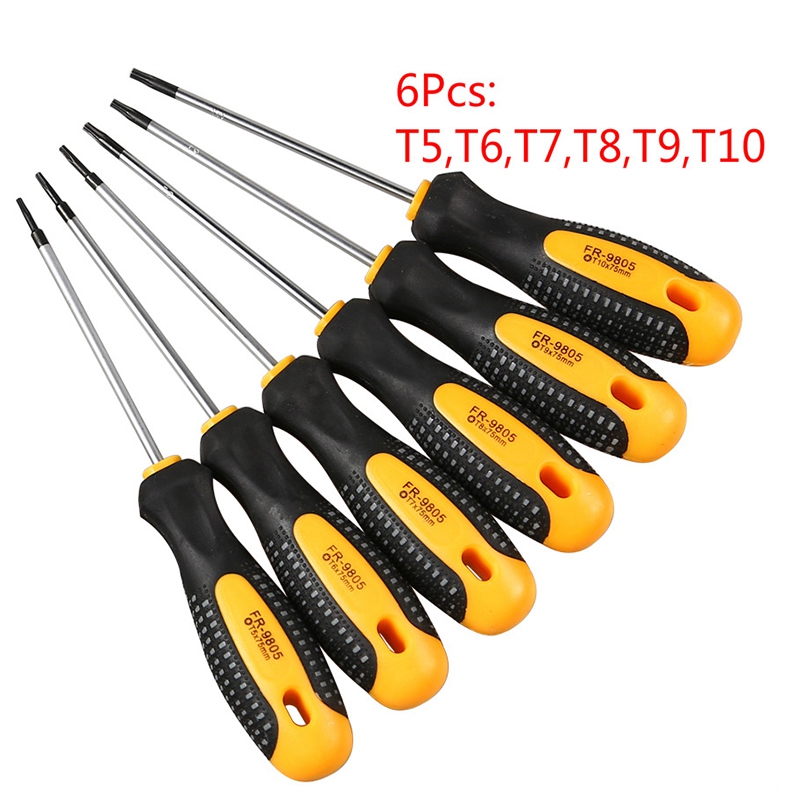 Practical product 1Set Cr-V Torx Screwdriver Set with Hole Magnetic T5-T10 Screw Driver Set Kit for Telephone Repair Hand Tool Set. 