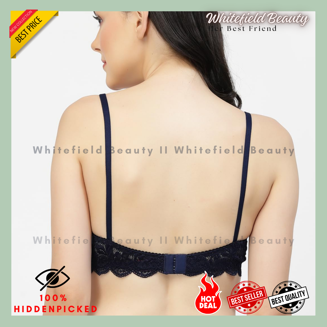 Fancy Lace Bridal Double Layered Non Padded & Non-Wired Seamed Medium Coverage Bra Ful Net Premium Bra. 