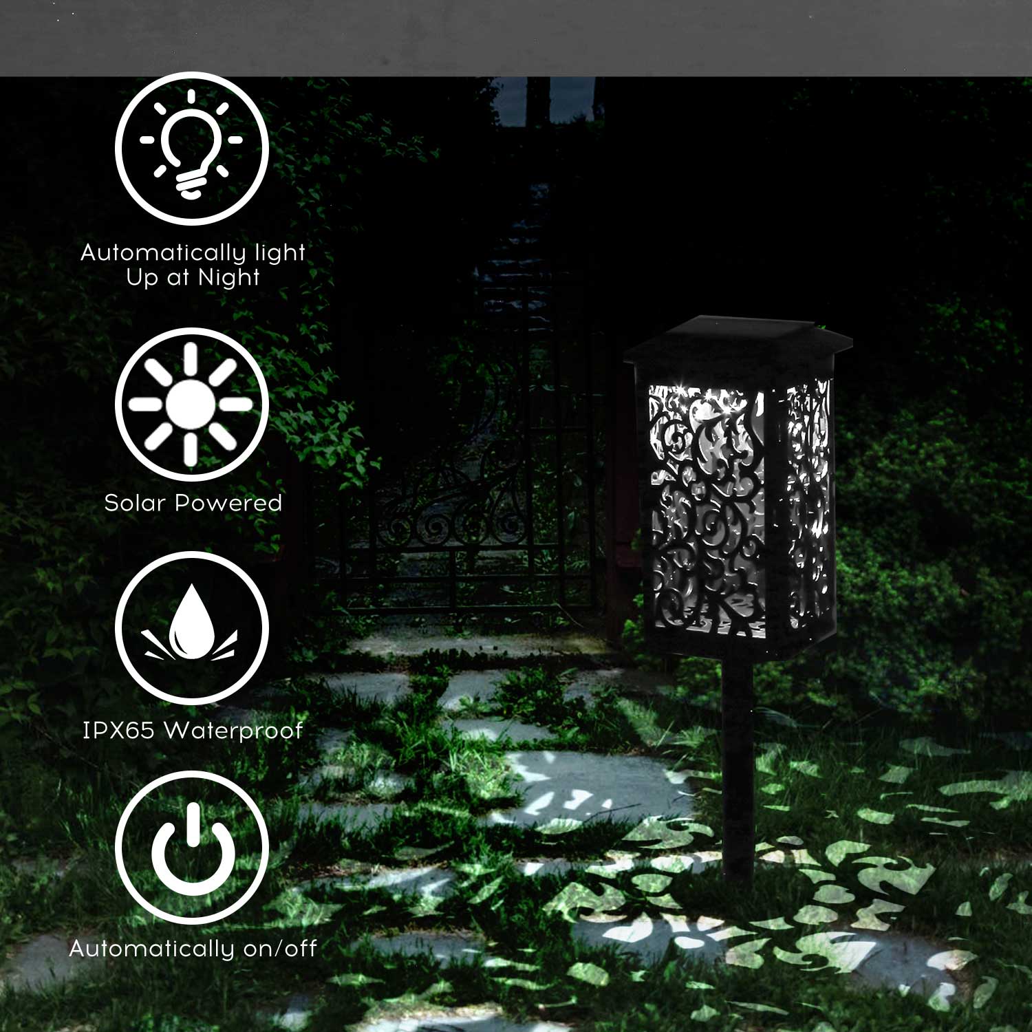 Migeet 4pcs Solar Hollow-out Folding Light Lantern Lamp Light Control White Light IP65. 