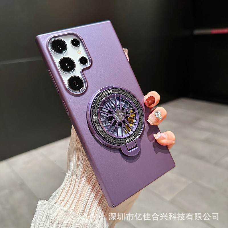 Applicable to Samsung S24ultra Phone Case Rotating Gyro Decompression Magnetic Suction Bracket New X100 Frosted Protective Cover. 