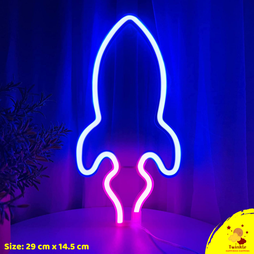Neon LED Light Planet, Rocket and Thunder Design for Gifts, Night Light, Gaming Room, Kids Bedroom, Living Room, Wall Decor, Home Decoration Purpose  with USB Plug in or Battery system Light. 