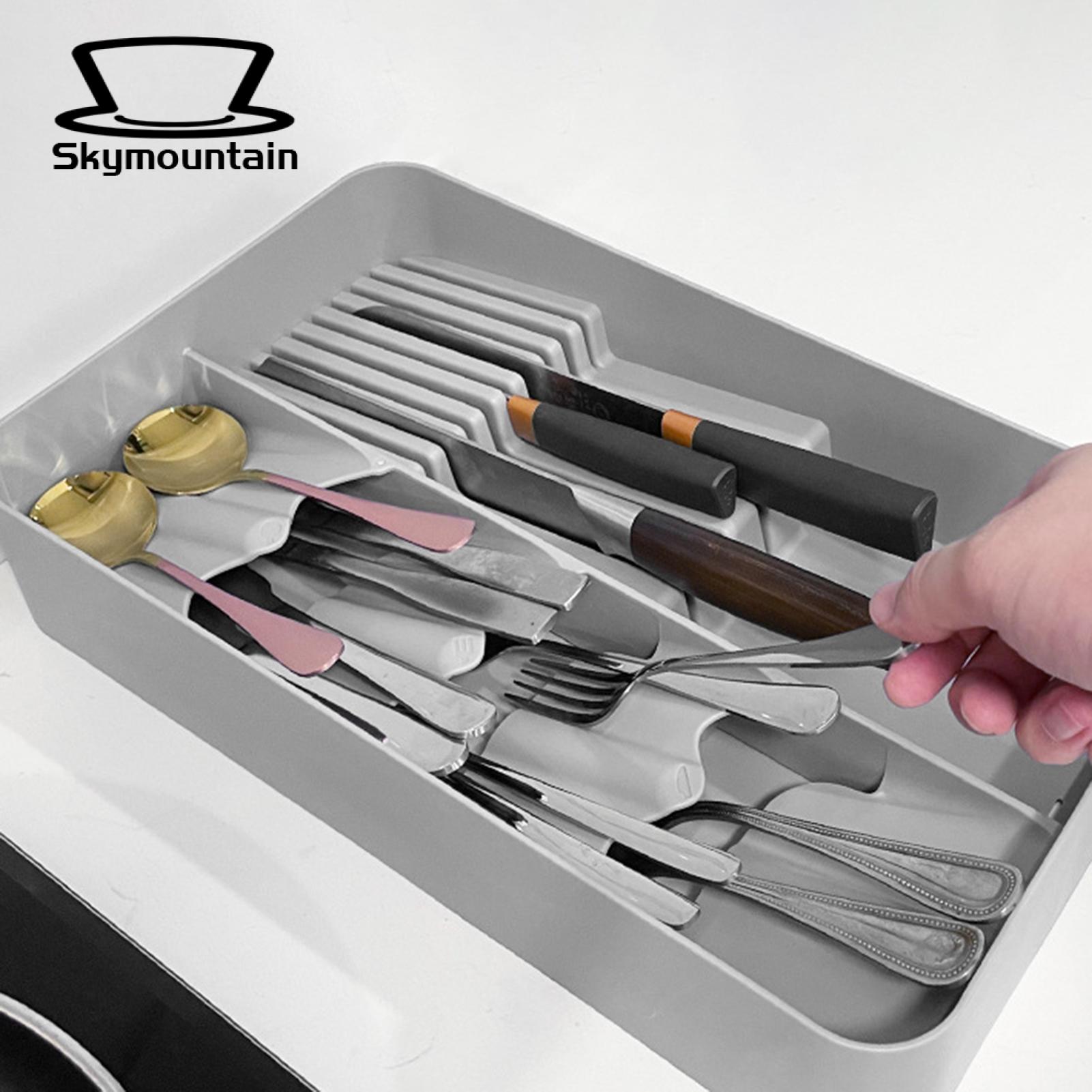 Skymountain Kitchenware Divider Box Dual Layer Drawer Style Chopstick Fork Spoon Cutlery Divider Box. 