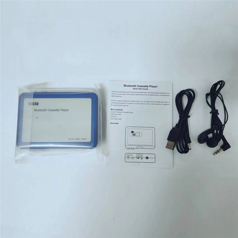 Portable Bluetooth Bluetooth Cassette Player Cassette Transmitter Player Tape Player White & Blue ABS+Metal Convert to MP3 Converter. 