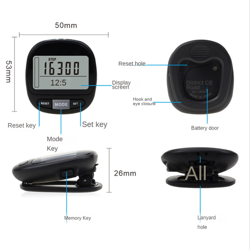 3D Pedometer Step Counter for Walking with Clip and Strap,7 Days Memory. Accurate Step Counter for Men Women & Kids. 