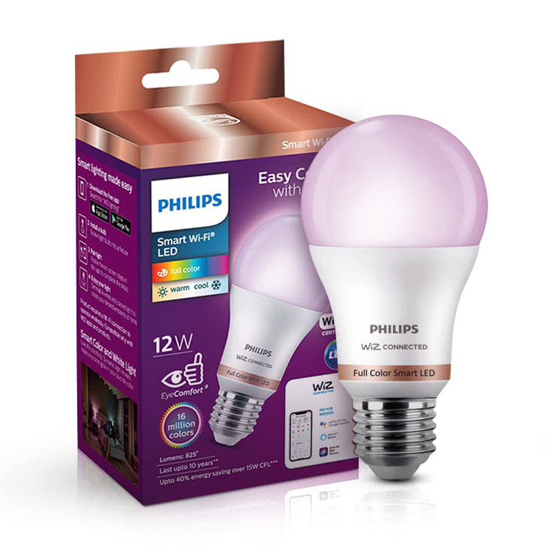 PHILIPS 12W Smart LED Bulb, Wiz Wi-Fi Enabled, Compatible with Amazon Alexa and Google Assistant. 