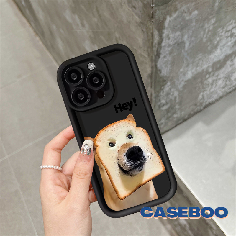 Trendy Fashion Whimsy Lovely Bread Dog Case for Oppo A78 A16 A77 A18 A7 A76 A15 A17 A58 A38 A12 A96 A74 A5s A98 A3s A9 A52 A77s A16s A55 A17k A31 A54s A53 Reno 8T 4 5F Angel Eyes Soft Couples Cover. 