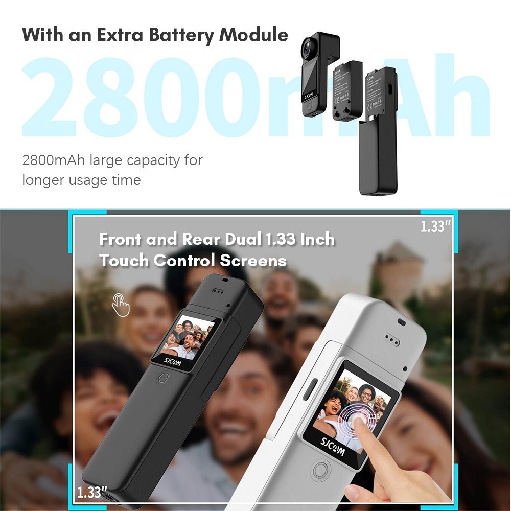 SJCAM C300 4K 30FPS Mini Action Camera 5G/2.4G WiFi Sports Camera Dual Touch Control Screen with an Extra 2800mAh Battery Module. 