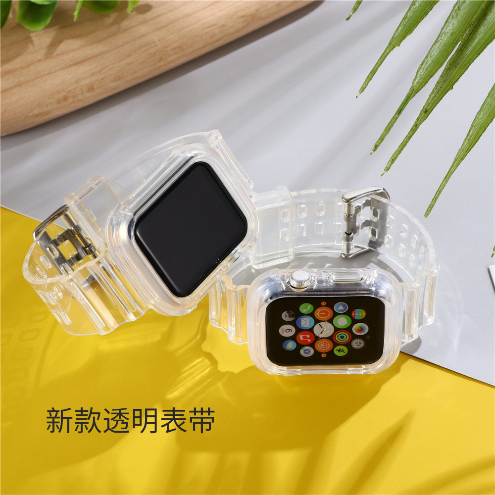 [autismaut] Applicable Apple watch1234 Generation 44/42mm Transparent tpu Wrist Strap Apple Watch Band Case 38/40mm. 