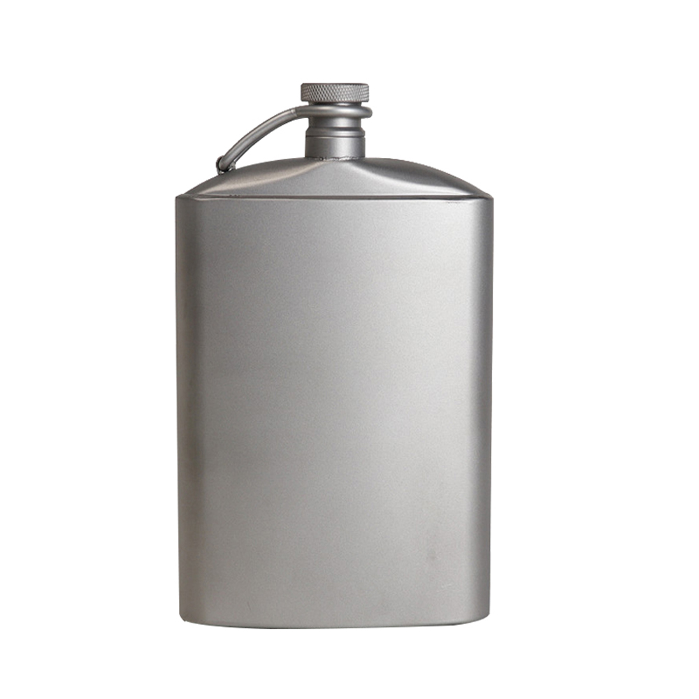 Silverant Titanium Flask Wi-ne Hip Flagon with Screw Cap Clip Ultralight Hydration Flat Bottle with Ti Funnel for Outdoor Hiking. 