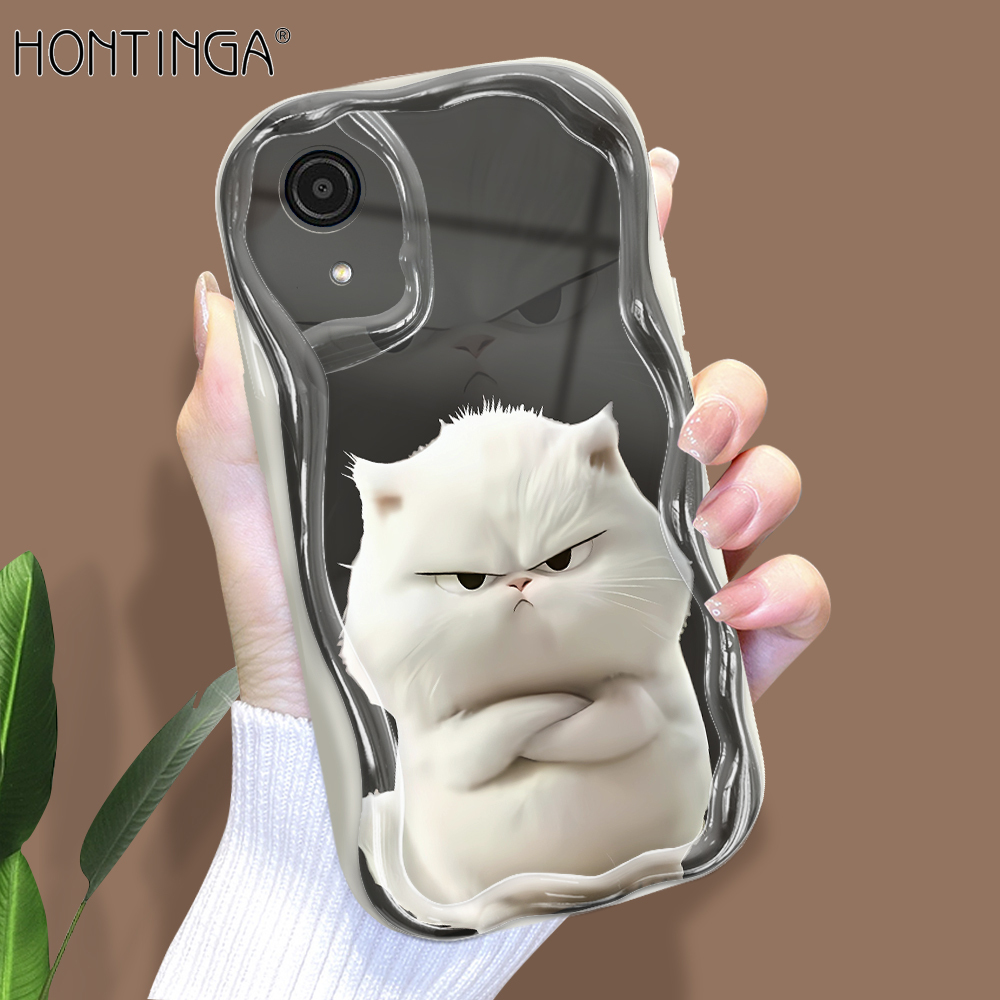 Hontinga for Samsung A03 Core Back Cover Cute Print Phone Case Cream Texture Wavy Edge Soft Mobile Cover