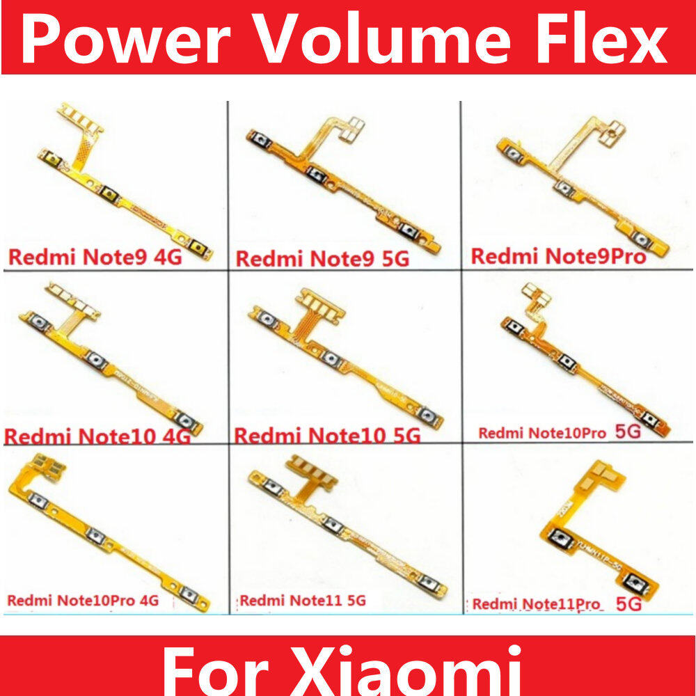 For Xiaomi Redmi Note 9 9s10 11 11s  11T  Pro 4G 5G Switch Power on off Volume button key Flex Cable Repair Parts