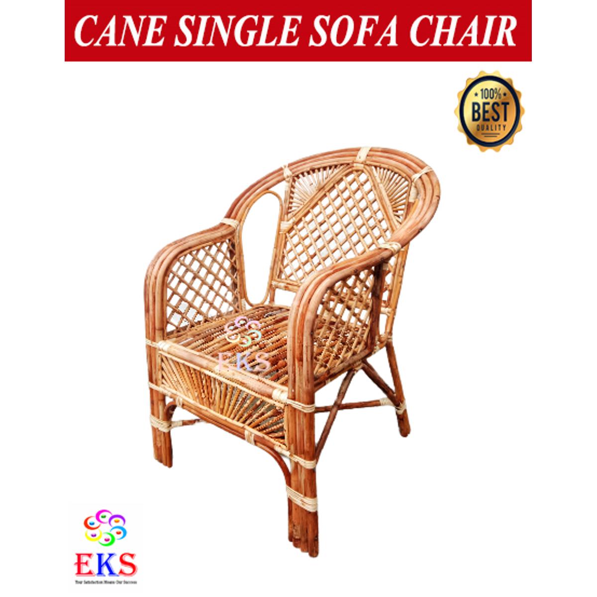 RATTAN / CANE SINGLE Seater SOFA CHAIR set - Cane Large One Set Sofa  Handmade 18'' inc Bentu Single  Sofa Chair Set