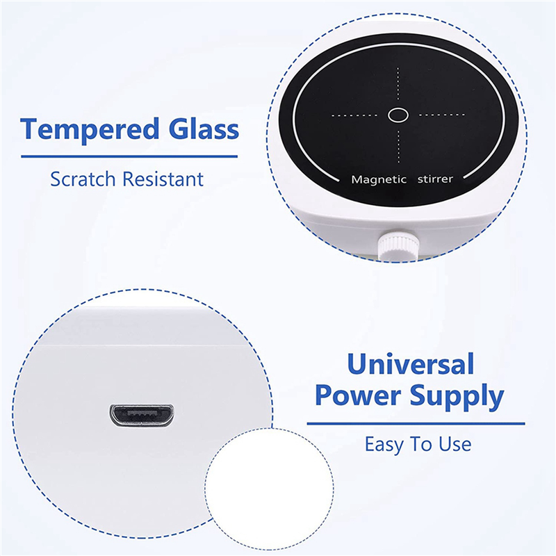 2X Magnetic Stirrer Mini Lab Stir Mixer Portable Stirrer Plate with Stir Bar 2L 4000RPM for Laboratory EU Plug. 