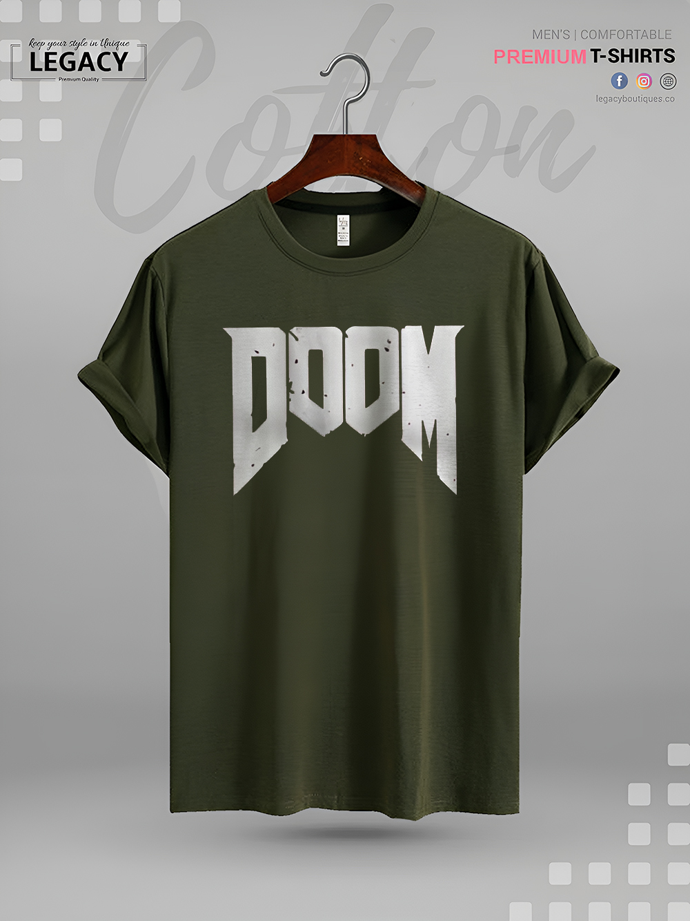 Men's High Quality T-Shirt In Lowest Price Doomguy Doom Character Name Printed. 