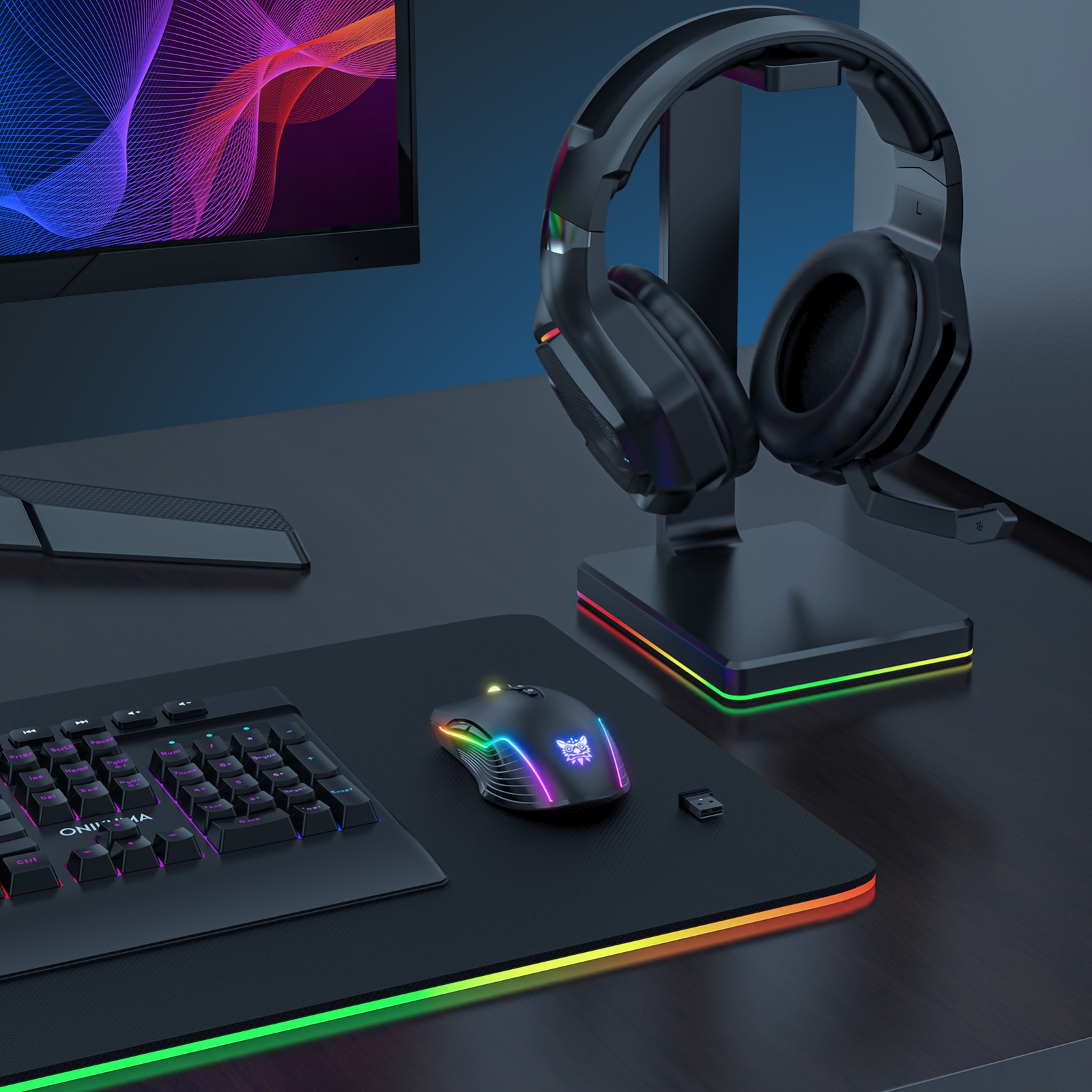 ONIKUMA CW905 2.4G RGB Lighting Wireless Mouse. 