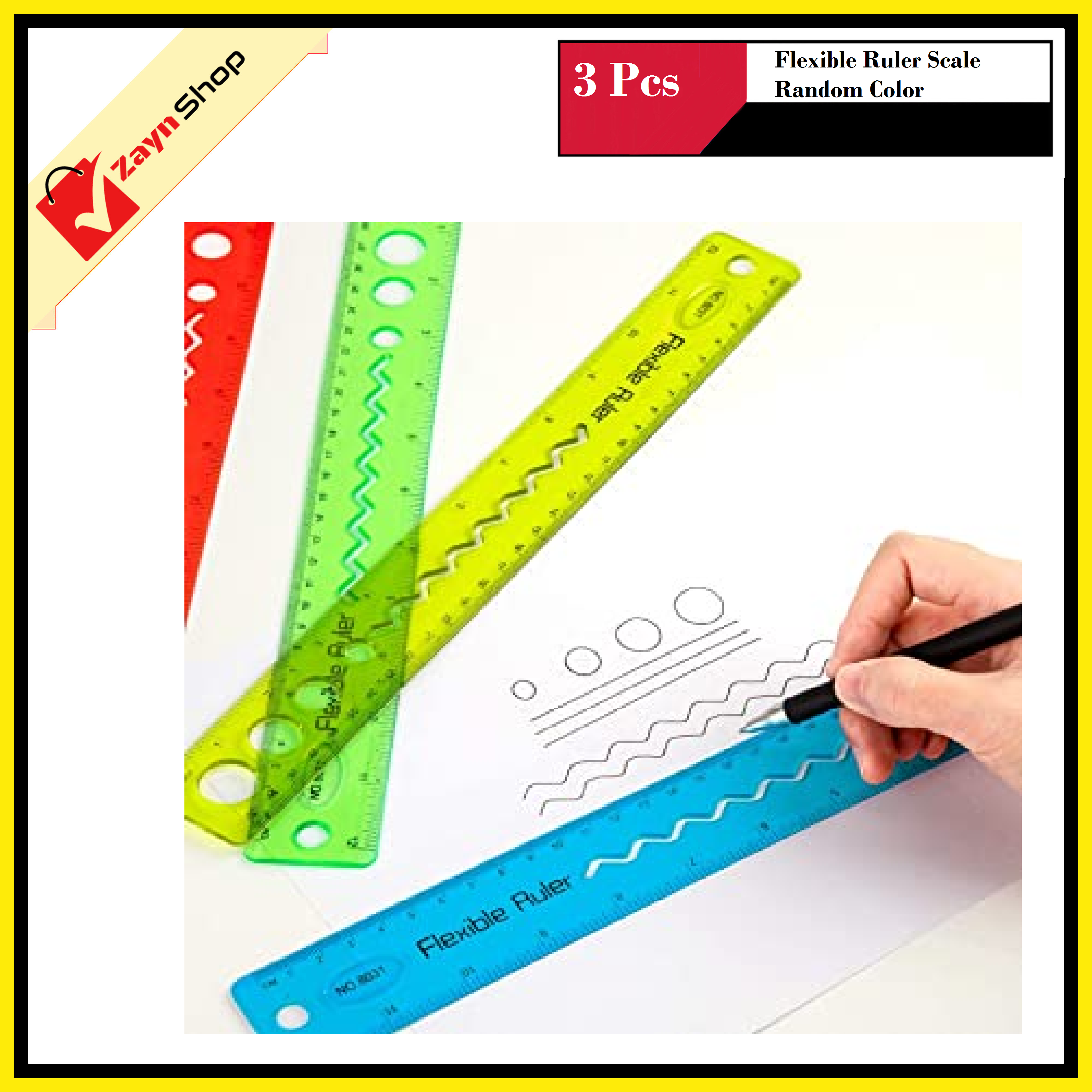 Flexible Ruler Scale Random Color  30cm / 12 inch  Pack Of 3 pcs. 