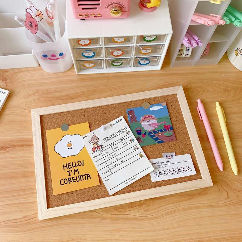 Ins soft wooden internet celebrity message board, hanging style student dormitory, simple solid wood frame background, photo wall, creative version. 