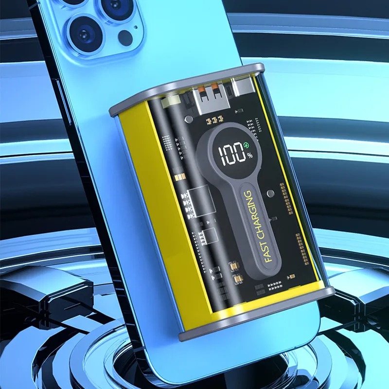 PD22.5W 4 battery Nothing Power Bank Case Transparent Power Bank Fast Charging External Battery for Mobile and others Battery Charger (Without Battery). 