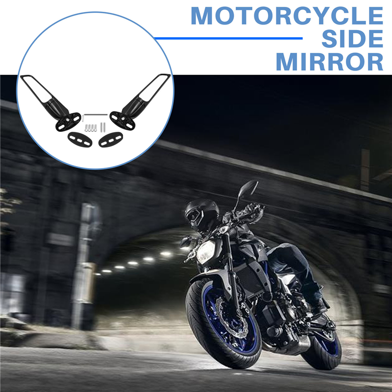 Universal Motorcycle Rearview Mirrors Wind Wing Adjustable Rotating Side Mirror for. 