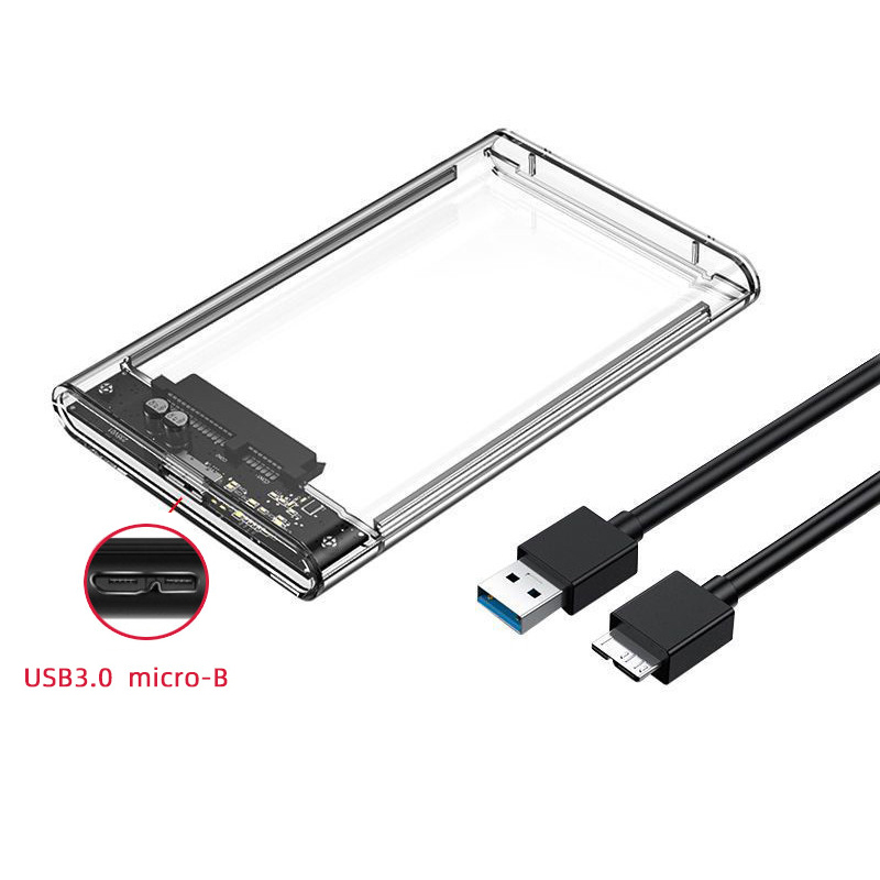 USB 3.0 /Type C 2.5'' Hard Drive Enclosure Transparent Mobile SSD HDD Box USB3.1 Ssd Hdd Case Portable Hardisk With USB C Cable. 