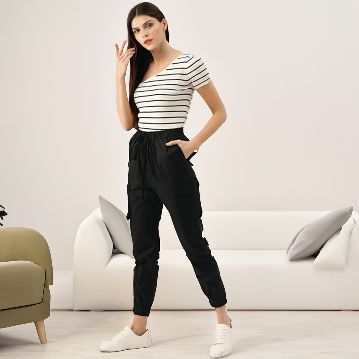 Flexible 6-Pocket Mobile Pant for Women - U3123