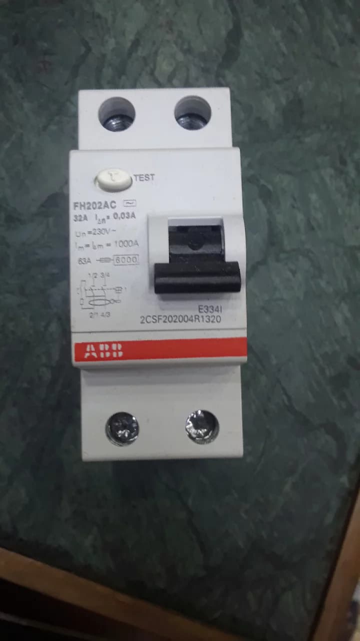 FH202AC-63A 1P+N C63 RCCB Residual Current Circuit Breaker-ABB- 30mA 230V. 