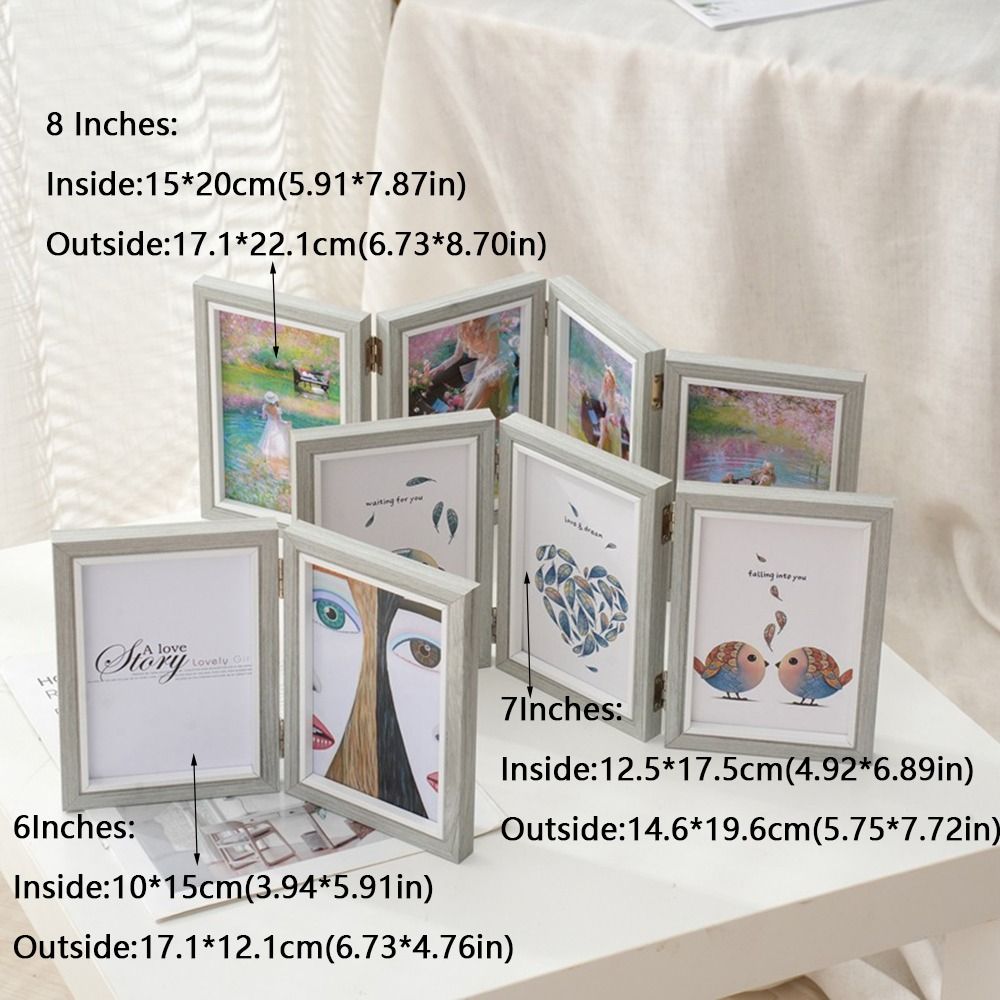 Creative Foldable Hinge Photo Frame Rectangular Double/Triple Combination Folding Frame Wooden 2/3/4/5 Linked.