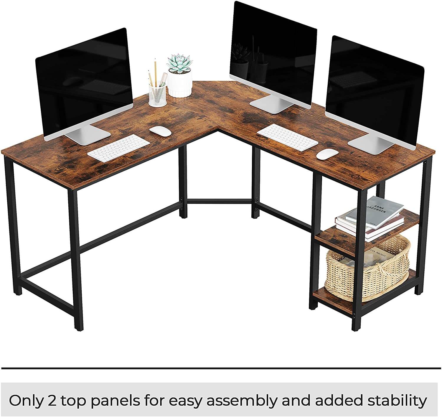 L-Shaped Corner Desk, Space-saving study desk, Table, corner desk, Computer desk. 