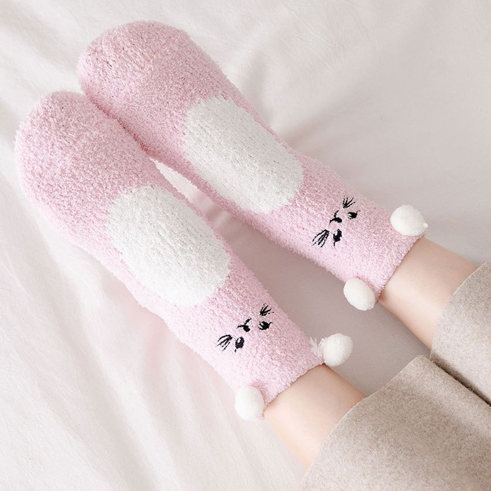 KYRANE Cartoon Kawaii Plush Ball Coral Fleece Panda Cat For Girls Winter Hosiery Korean Ankle Socks Women Sleep Socks Floor Socks. 