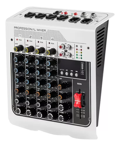 BOMGE Audio Mixer 6 Channel DJ Mixer Sound Board Console with USB MP3 Bluetooth Input 48V For Live Performance Home Stage Karaoke. 