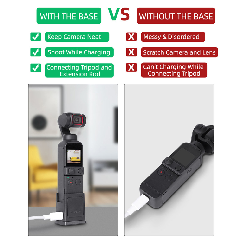 Potable Gimbal Camera Battery Charger for DJI POCKET 2/OSMO POCKET Charging Base 1/4 Mount Adapter Gimbal Tripod Accessaries. 
