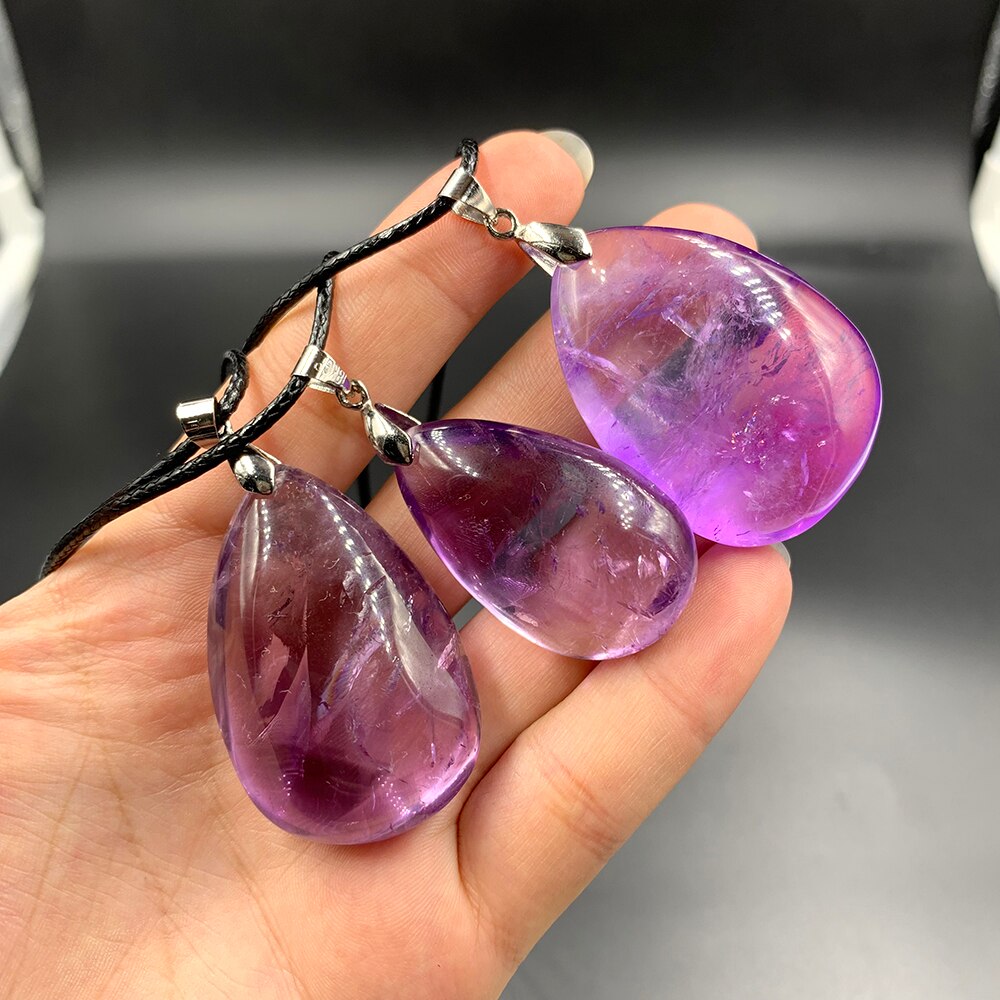 【VisioN Shop】Drop Shipping Natural Amethyst Quartz Crystal Pendant purple healing stone woman man gift Fashion. 