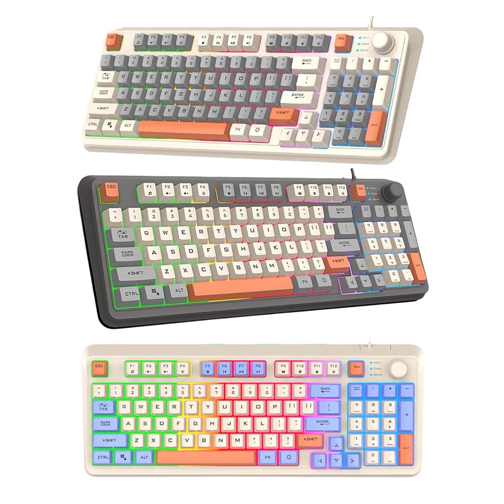 K82 Gaming Keyboard RGB Light Mechanical Keyboard USB Port Luminous Keyboard 94 Keys Wired Keypad for Notebook Laptop Desktop. 