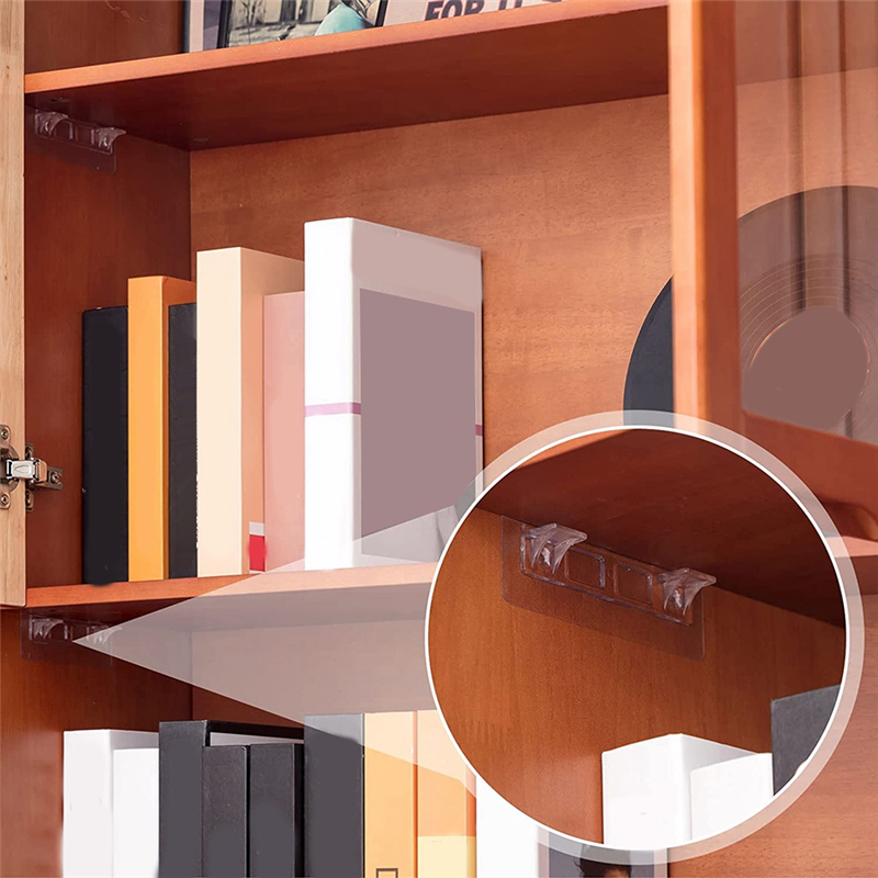 20PCS No Drill Adhesive Shelf Bracket Clear Shelf Pins for Cabinet Shelves Shelf Clips. 