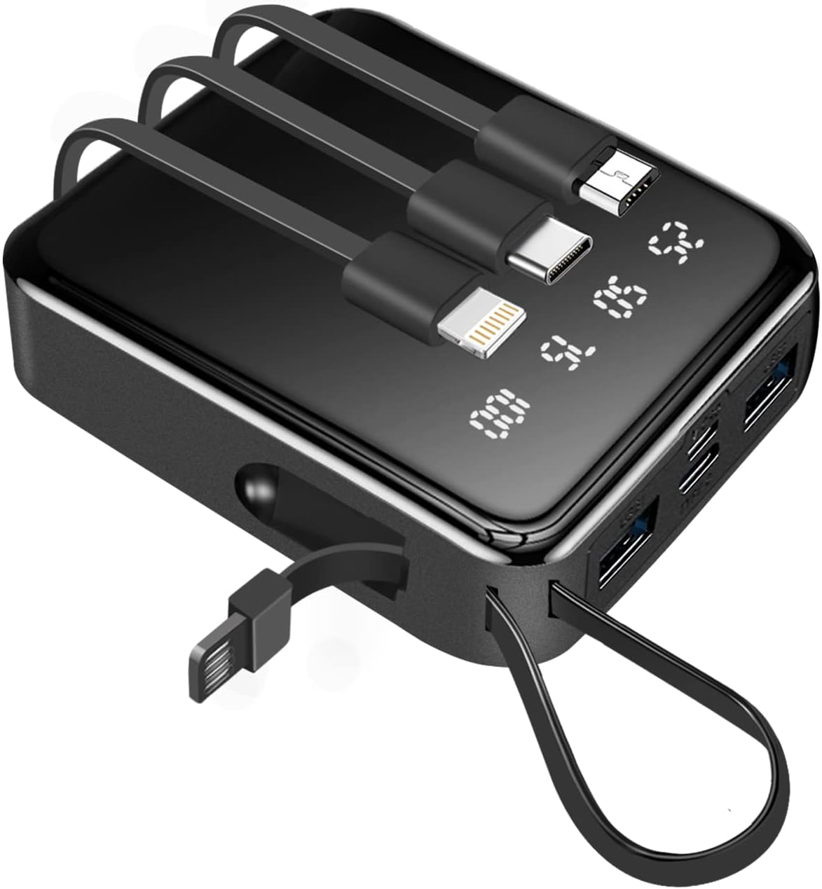 20000mAh Smart Mini Power Bank Built-in 4 Cables Fast Charging Backup External Battery. 