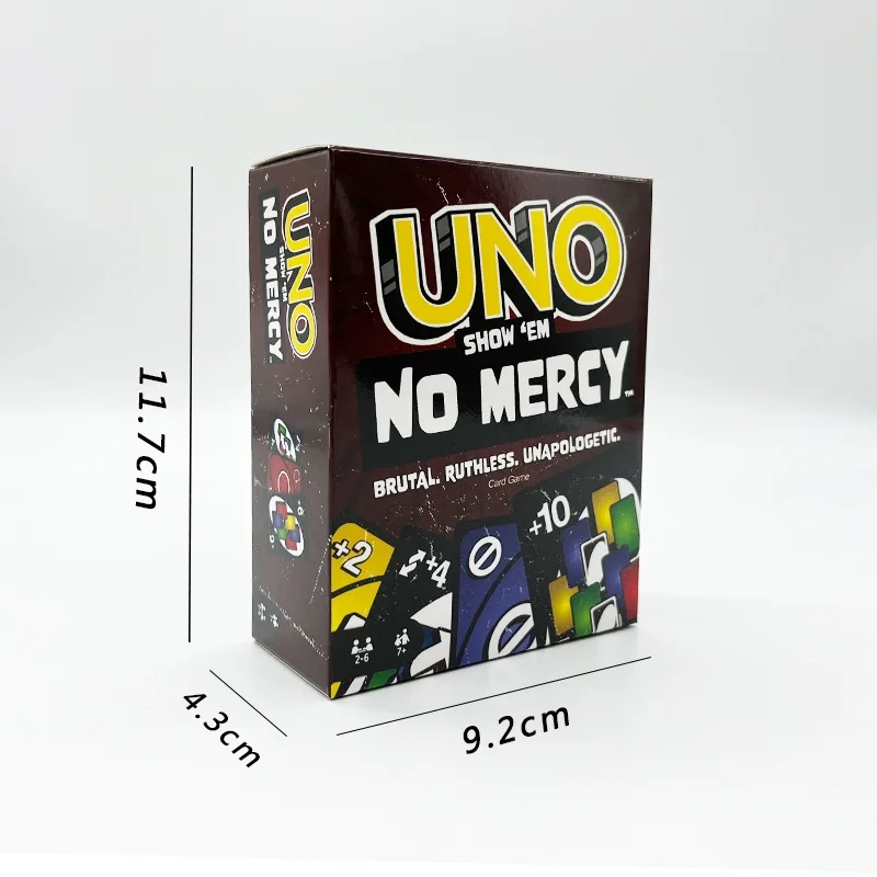 Mattel Games UNO NO MERCY Card Game for Family Night Featuring Tv Show Themed Graphics and a Special Rule for 2-10 Players. 