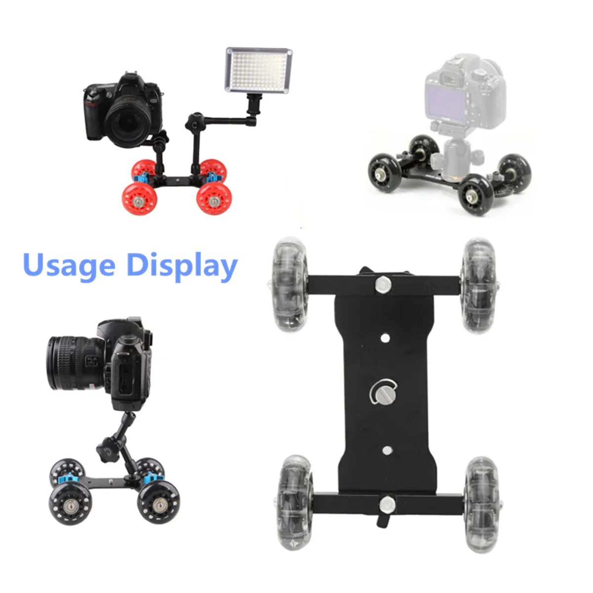【YIYANGMAOYI111】DSLR Desktop Wheels Rail Rolling Track Slider Dolly Car Skate Glide Camera Rolling Sliding Dolly Stabilizer. 