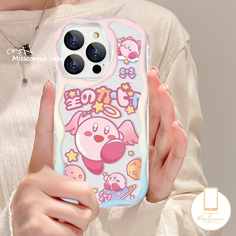 MissConnie Cartoon Cute Wearing Cotton Hat Star Kabi Pink 3D Wavy Curved Edge Phone Case Compatible for IPhone 7Plus 15 14 11 13 12 Pro Max XR X XS MAX 6 15 8 7 6S Plus SE 2020 Fashion Shockproof Cover