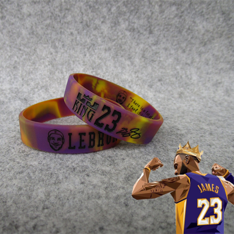 Basketball star Lakers James widened avatar inspirational mixed color lava bracelet silicone wristband bracelet