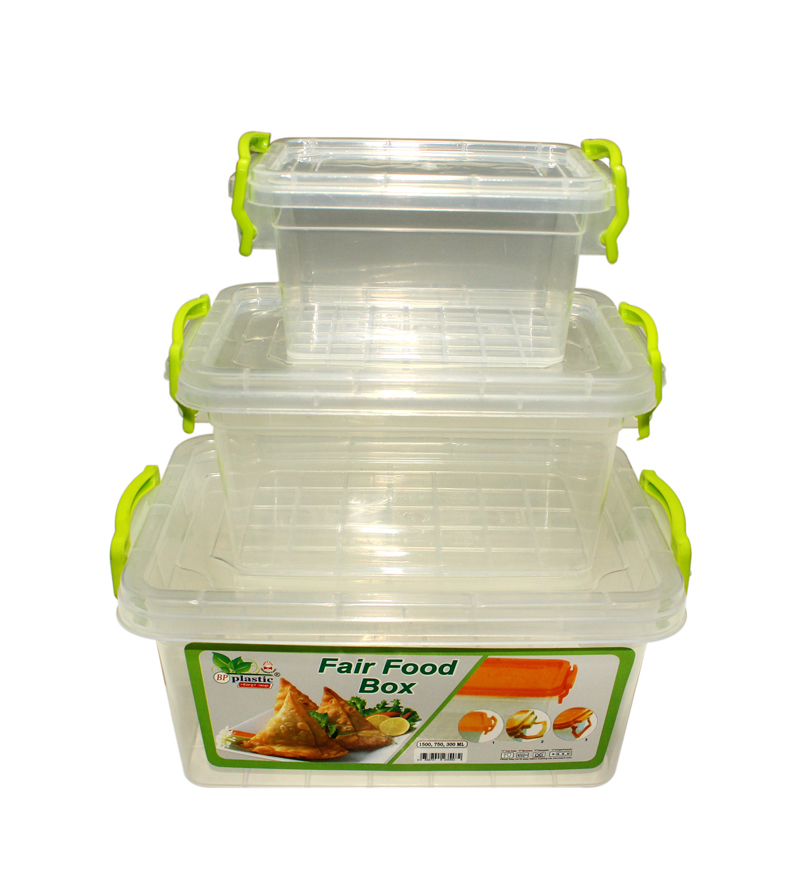 Plastic Food Storage Container Box With Lids - 3pes Set. 