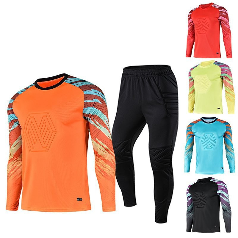 keeper form, football goalkeeper jersey, equipped with children and adults with the same anti-collision cushion, sho-absorbing goalkeeper set. 