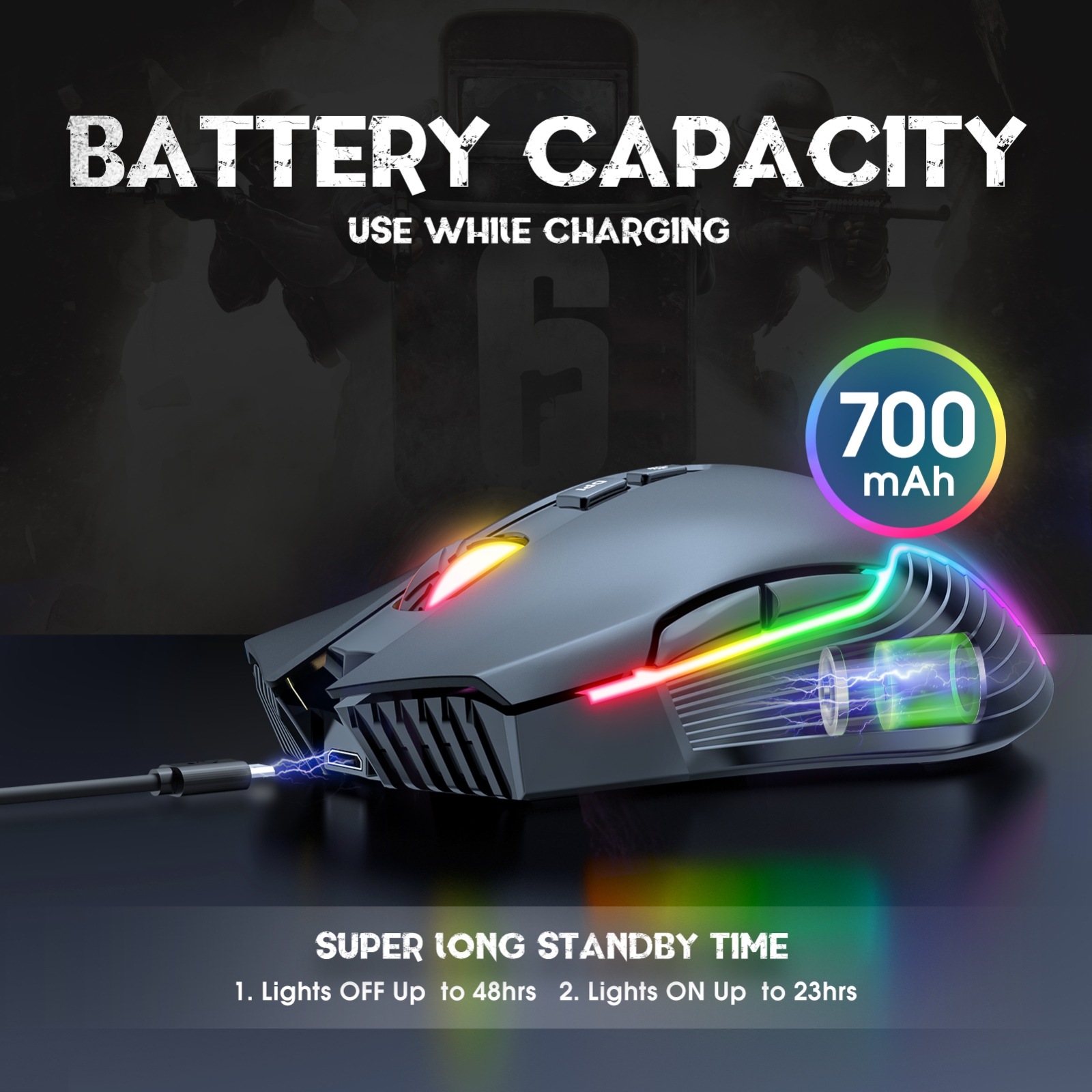 ONIKUMA CW905 2.4G RGB Lighting Wireless Mouse. 