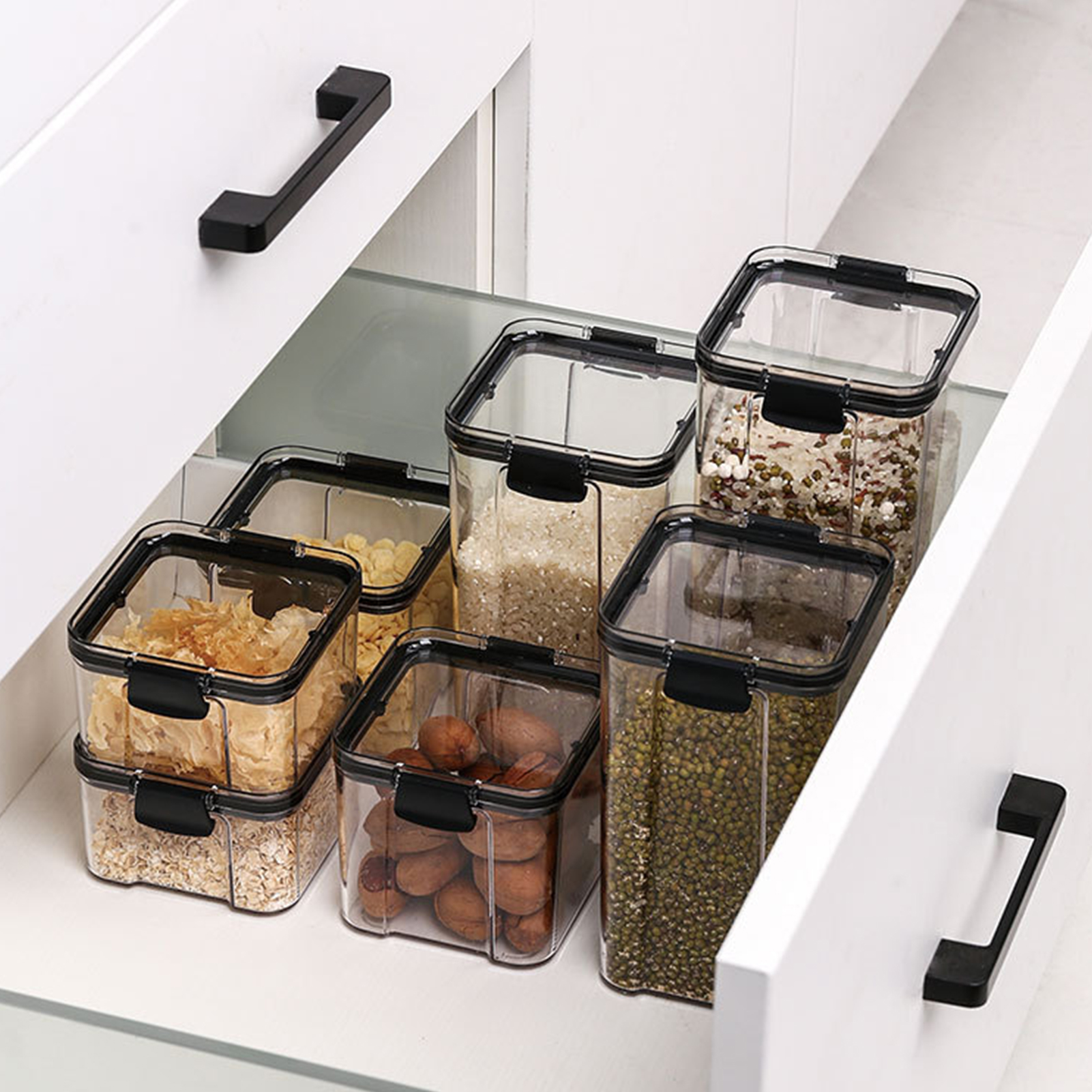Moisture-proof Stackable Transparent Sealed Food Storage Jar Container with Lid. 