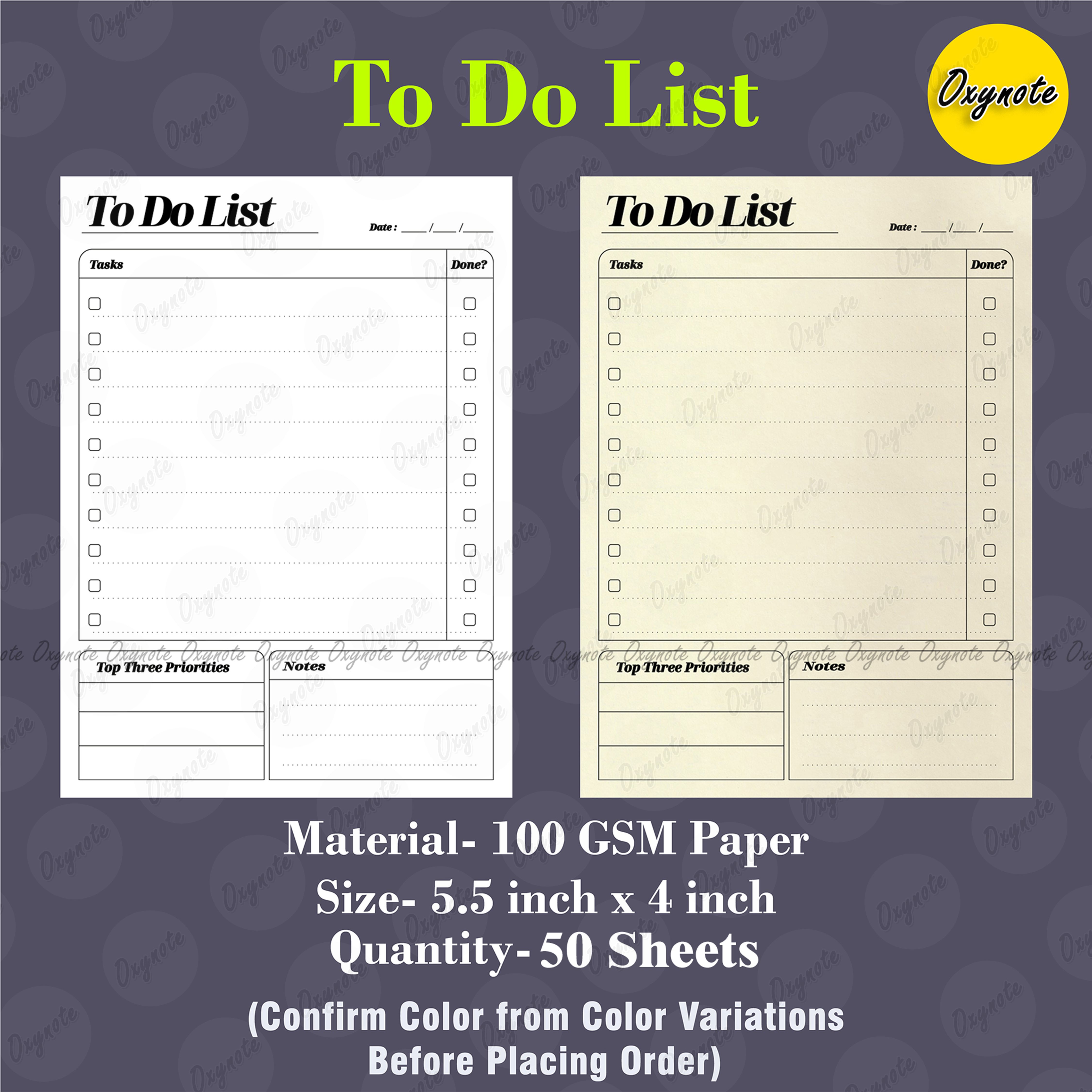 To Do List by Oxynote (50 Sheets)