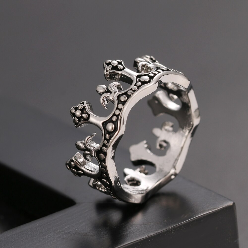 männer Ringe Schwarz Königlichen König Crown Ritter Fleur De Lis Kreuz Vintage Ringe für Männer Schmuck. 